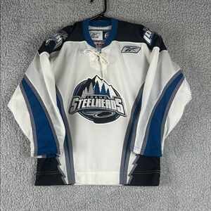 Reebok ECHL Idaho Steelheads Hockey White Jersey Youth Boy Size S/M